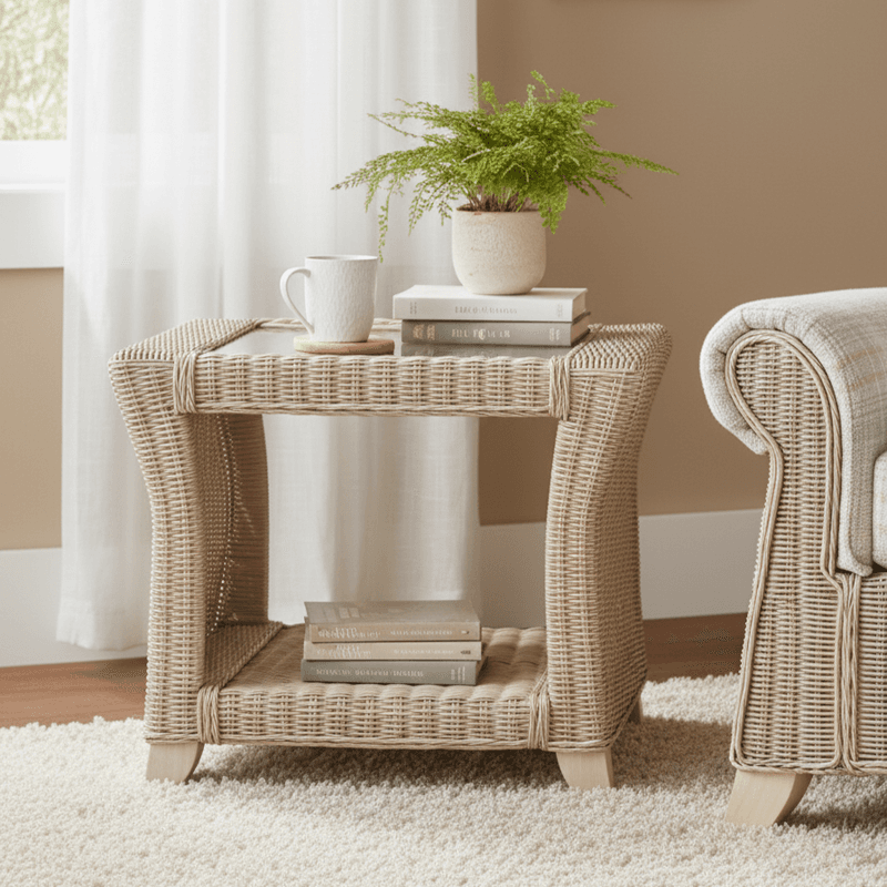 Clifton Lamp Table - Natural-Wash Rattan Side Table