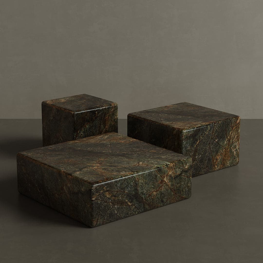 Neroli Marble Accent Table - Forest Green - 28/39/54cm