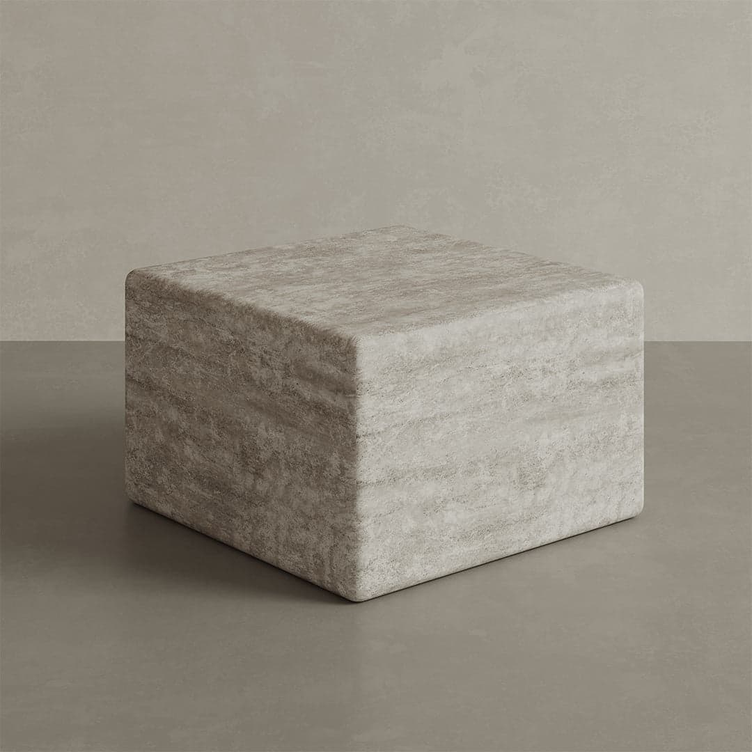 Alba Travertine Accent Table - White - 28/39/54cm