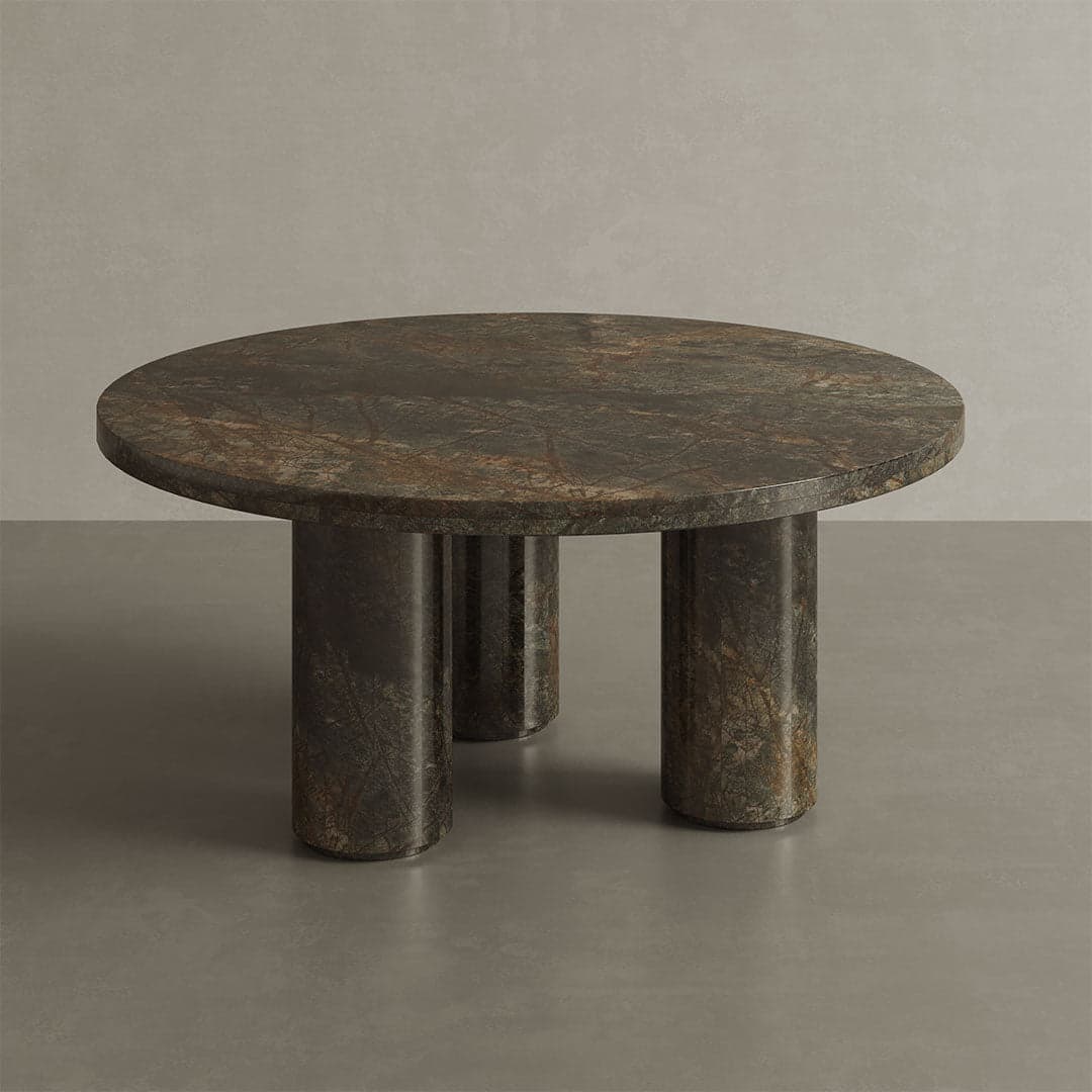 Verdelle Round Marble Coffee Table - Forest Green - 90cm