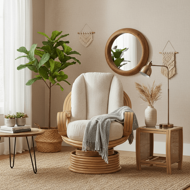 Turin Light Oak Laminated Swivel Rocker Chair